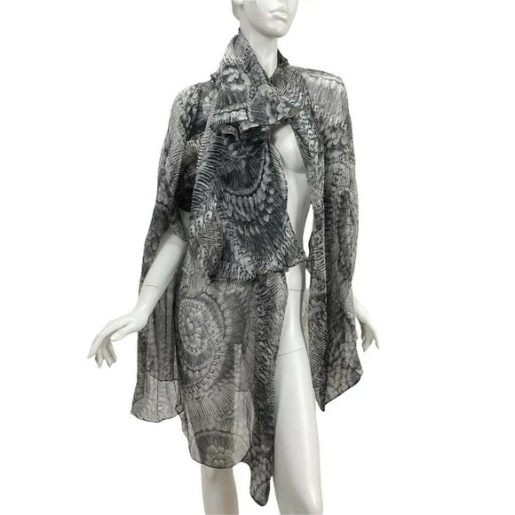 2010 Alexander McQueen Scull Print Silk Top with Scarf